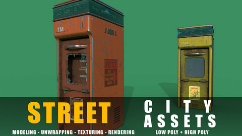 news stand series old game ready street assets low poly and high poly