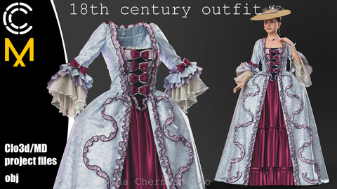 18th century outfit. Marvelous Designer/Clo3d project + OBJ.