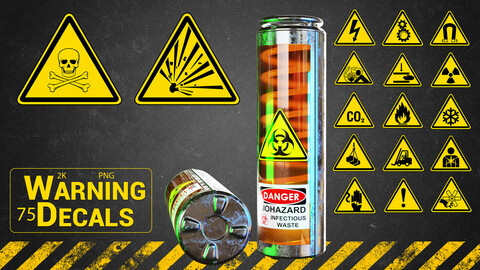 75 png Warning Decals and Danger Sighns (2K) For Games And movies
