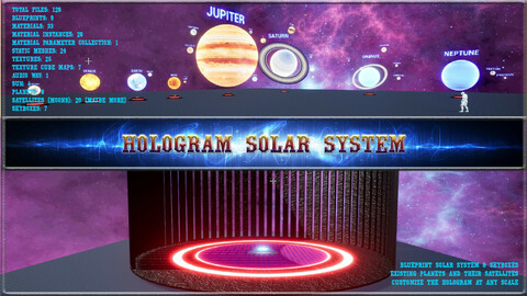 Hologram Solar System. Game Asset. Unreal Engine 4.27-5.4