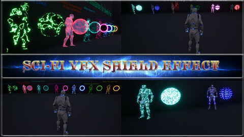 Sci-Fi VFX Shield. Game asset. Unreal Engine 4.27 - 5.4