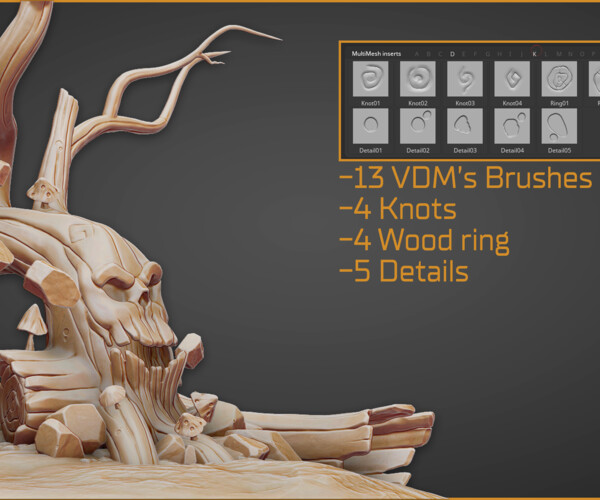 Artstation Stylized Tree And Wood Zbrushes Brushes