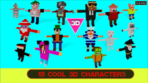 3d Model Characters voxel pack