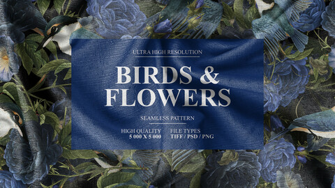 Birds Flowers Seamles Pattern