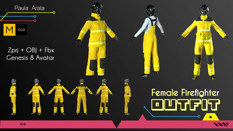 Female Firefigther Outfit CLO/Marvelous designer Project