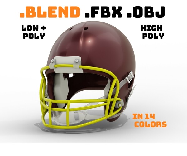 3D model American Football Helmet Old VR / AR / low-poly