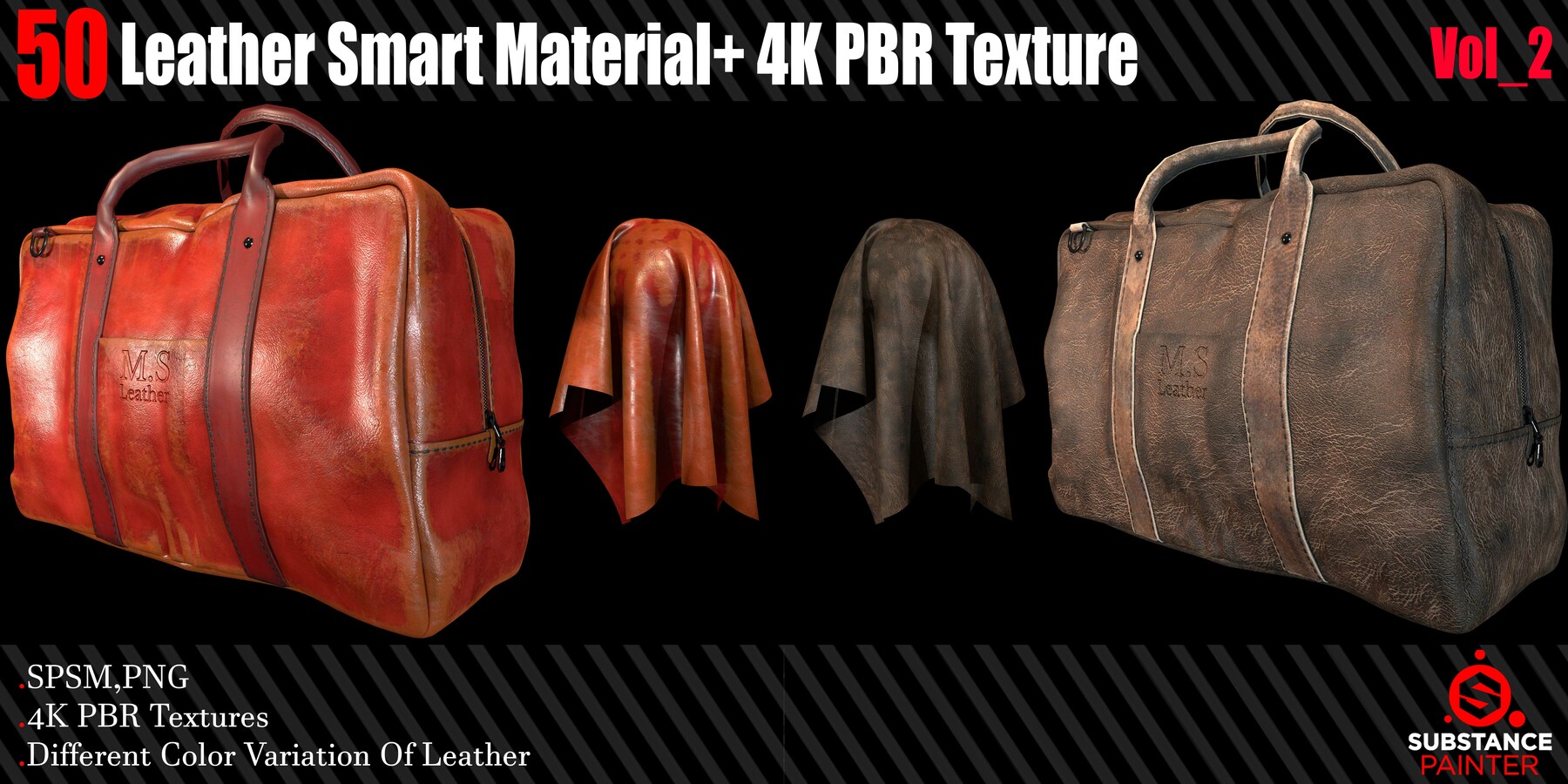 50 Leather Smart Material + 4K - FlippedNormals