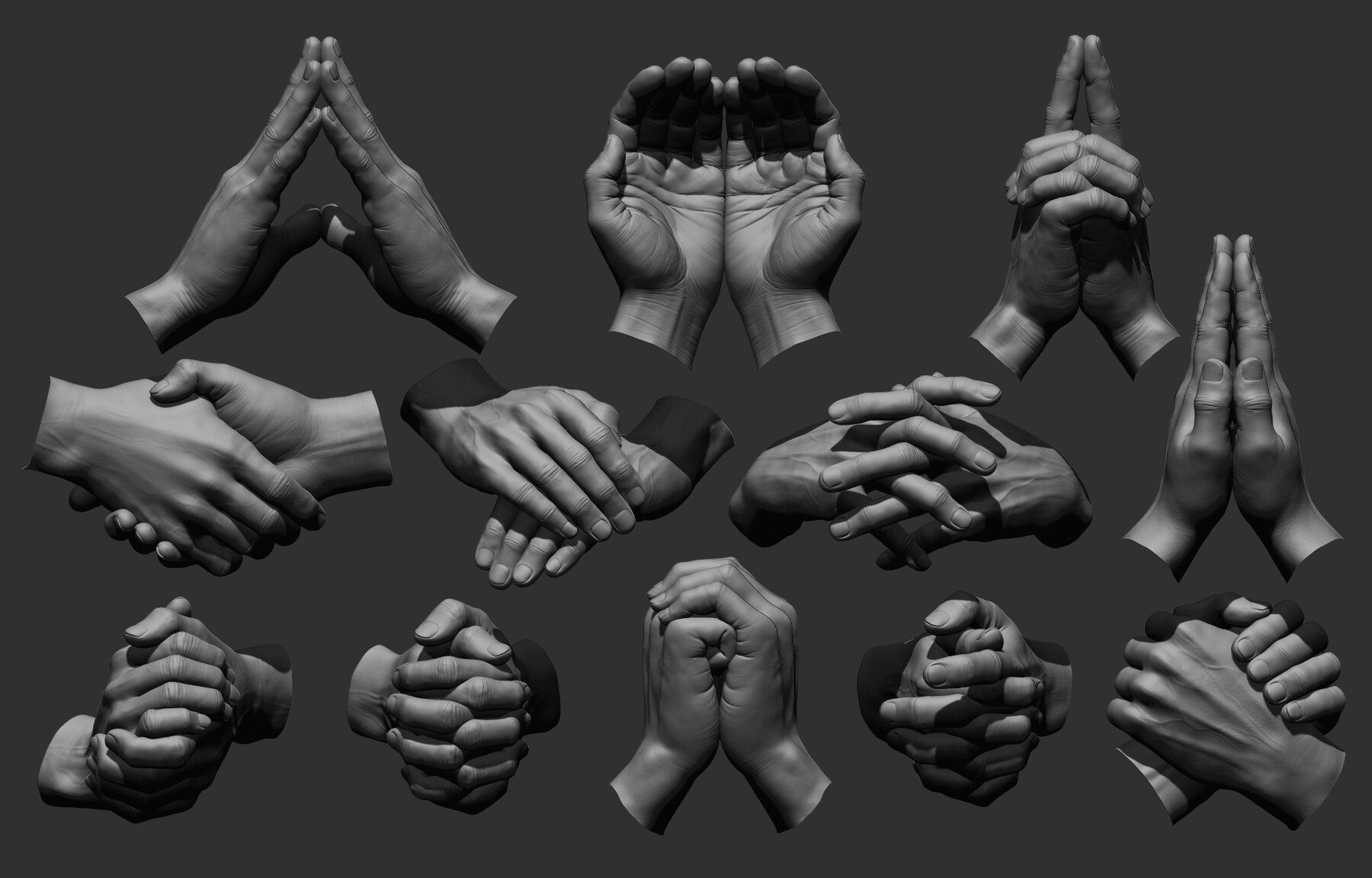 Old Man Hands 3 Pose 4 3D | 3D Molier International