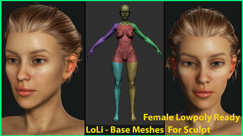 Female LoLi - Lowpoly - Base Meshes