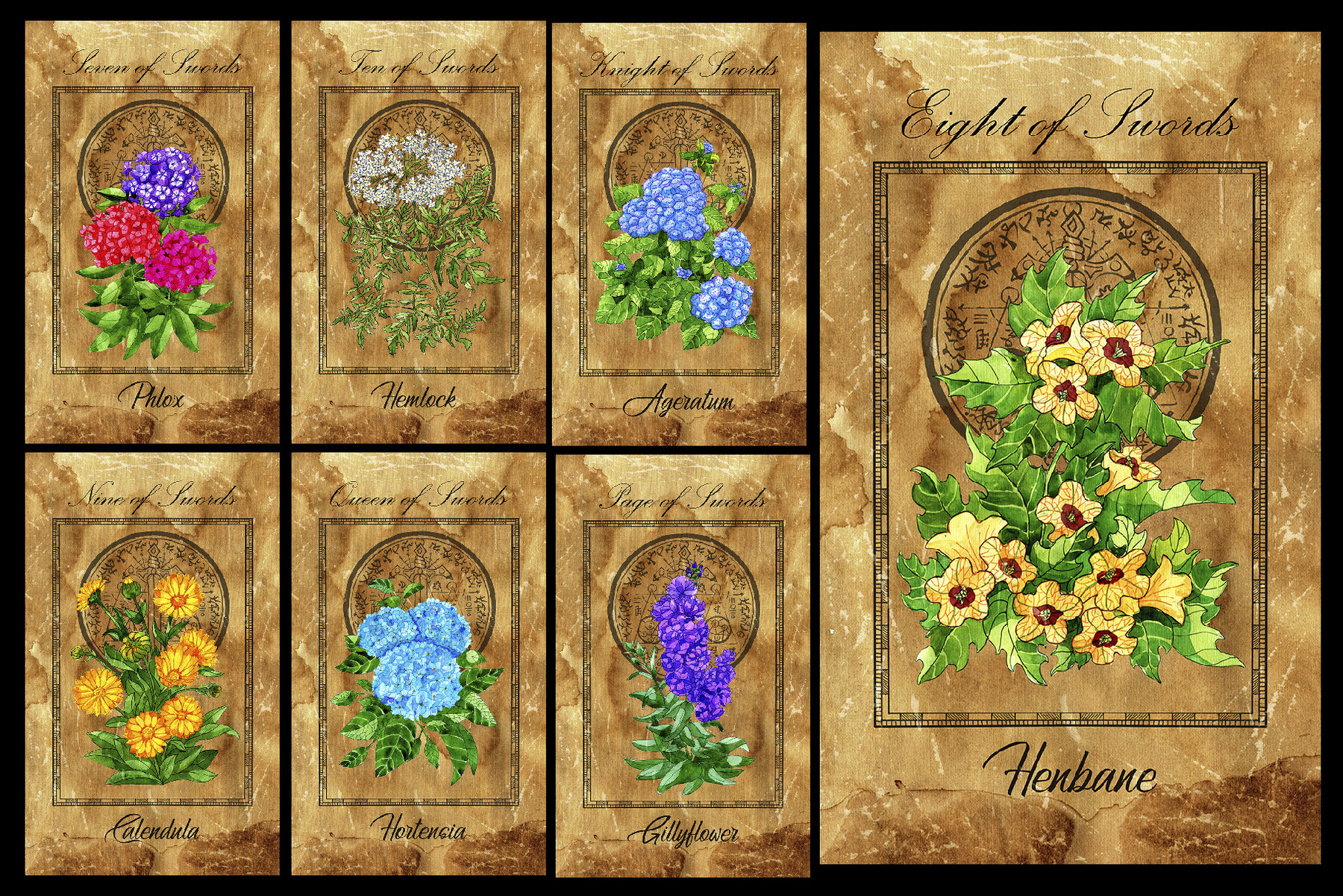 ArtStation Enchanted Flowers Tarot deck Artworks