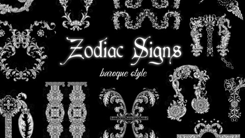 Zodiac Signs in Old Baroque Style