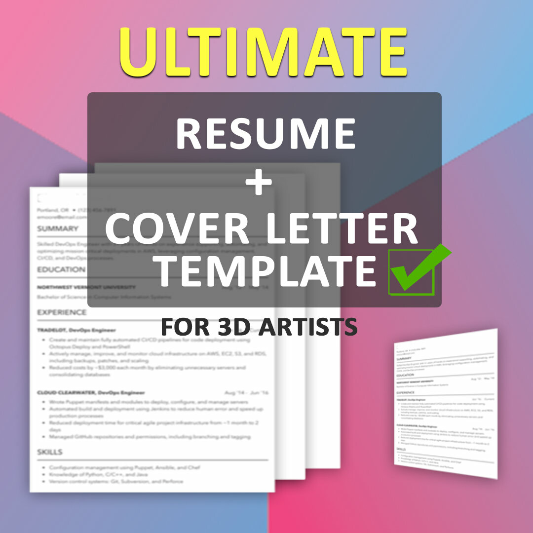 Artstation Ultimate Resume And Cover Letter Template For 3d Artists Tutorials