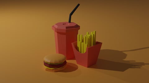 Low Poly Burger Menu