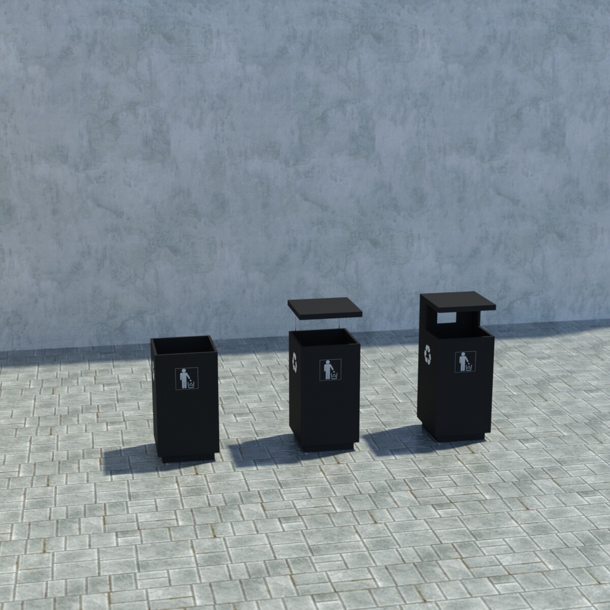 ArtStation Park Bench Set with Trash Cans Resources