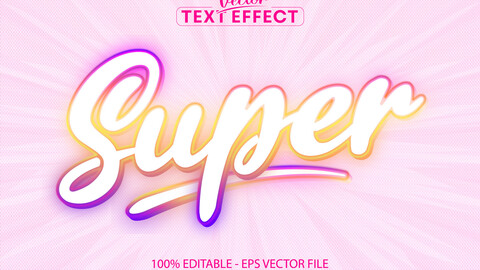 Multicolor editable text effect, sweet colorful cartoon font style