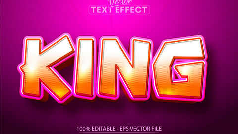 King text, cartoon style editable text effect