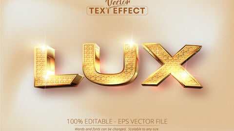 Lux text, shiny textured and shiny gold style editable text effect