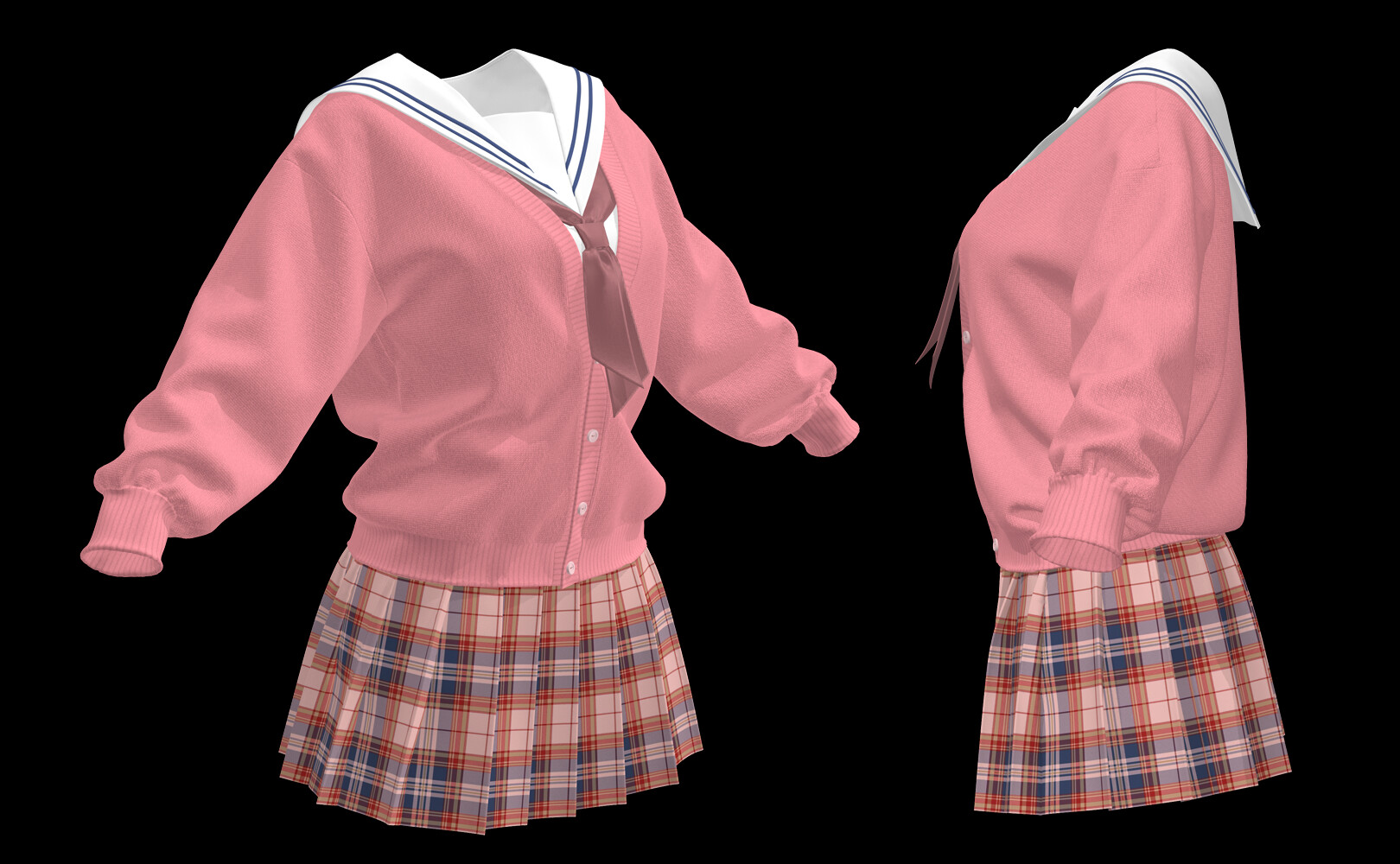 ArtStation - Japan school uniform with cardigan. MD, Clo3d project ...