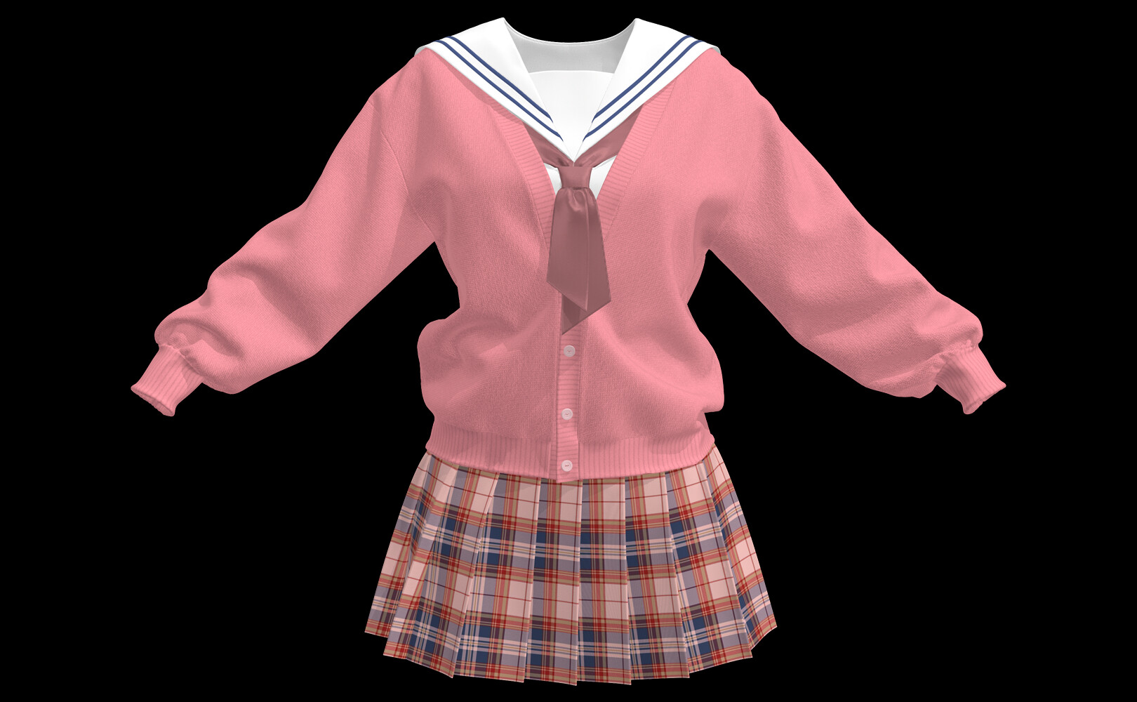 ArtStation - Japan school uniform with cardigan. MD, Clo3d project ...