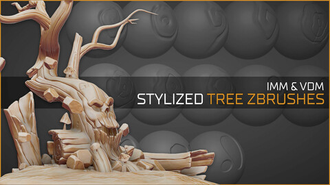 Stylized tree and wood zbrushes