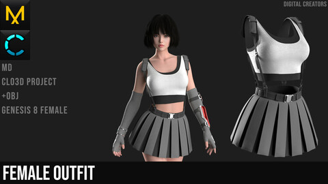 Female Outfit. Marvelous Designer / Clo 3D project +obj
