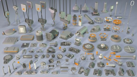 Industrial Kitbash 5 - 100 pieces