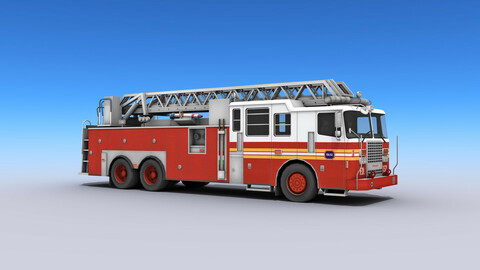 Fire Truck Low-poly 3D model