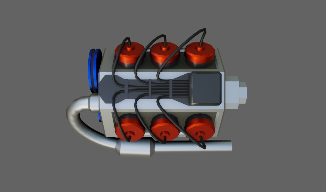 ArtStation - Car Motor - Engine V6 Low-poly 3D model | Game Assets