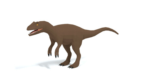 Low Poly Cartoon Allosaurus Dinosaur