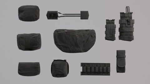 Tactical Pouches Kitbash - PBR Lowpoly Game ready