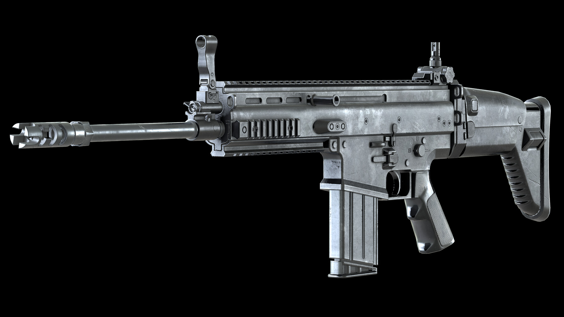 Artstation - Fn Scar 17s Pbr Worn Low-poly 3d Model 