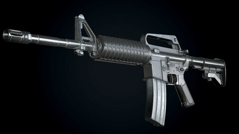 CAR-15 Assault-Rifle Worn PBR Low-poly 3D model