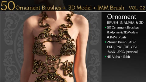 50 Ornament Brushes + 3D Model + IMM Brush Vol 02