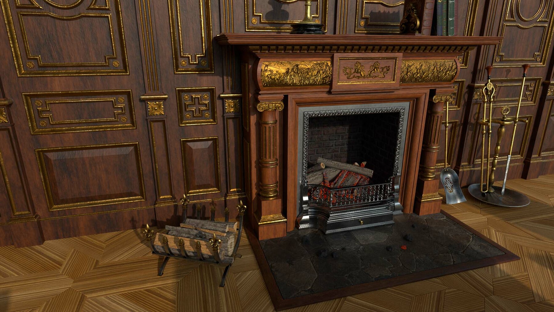 ArtStation Victorian Living Room With Fireplace Game Assets   File 