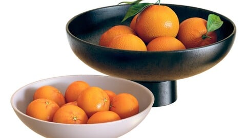 3D Model / Food Set 04 / Bowls with Oranges and Clementines