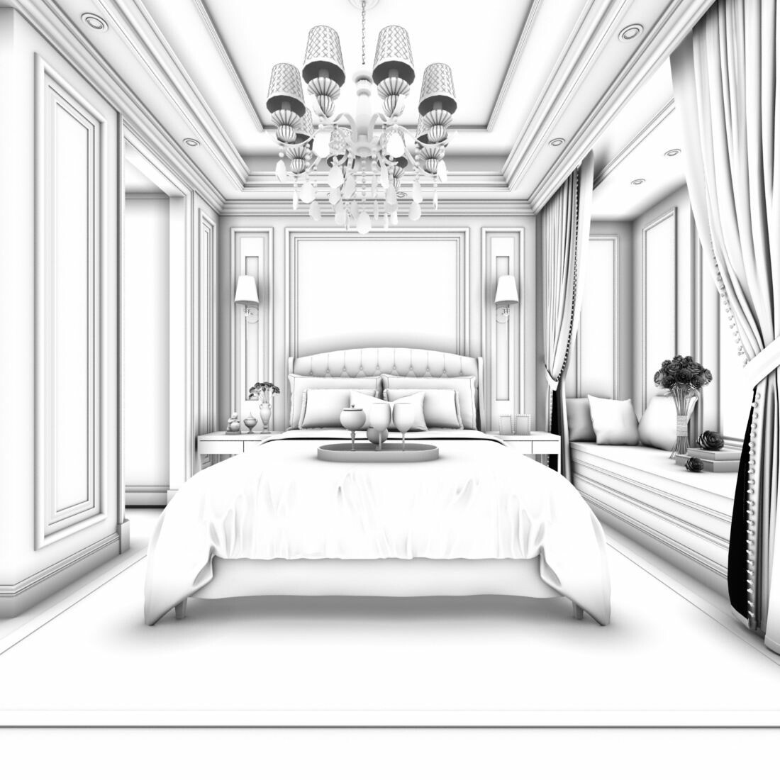 ArtStation - Stylish bedroom complete 134 | Resources