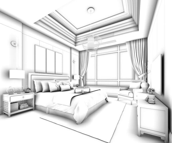 ArtStation - Stylish bedroom complete 177 | Resources