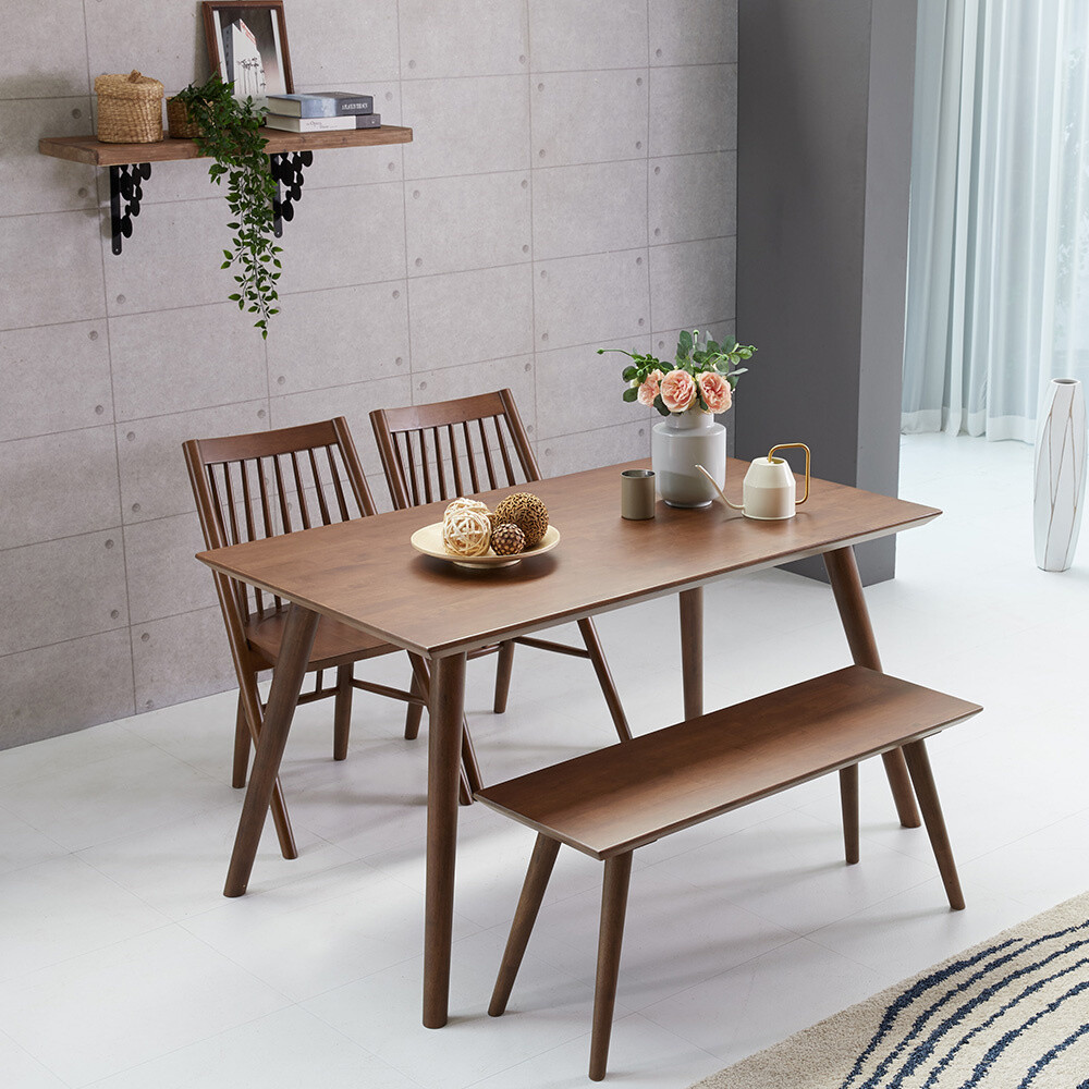 ArtStation - DOS solid wood dining table 4 seater bench set | Resources