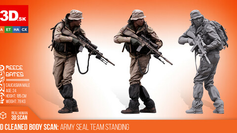 Cleaned 3D scan | Reece Bates | Army Seal Team Standing
