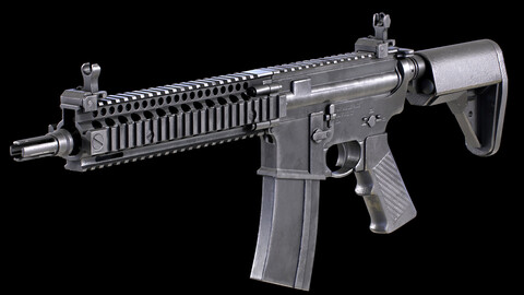 MK-18 Rifle PBR Worn Low-poly 3D model