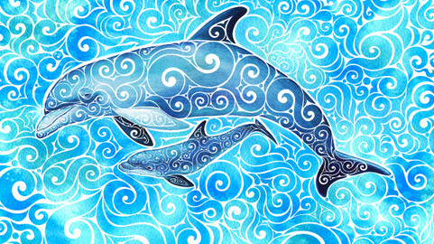 Swirly Dolphin Family