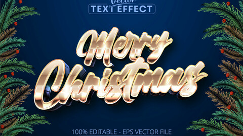 Merry christmas text, rose gold color style editable text effect