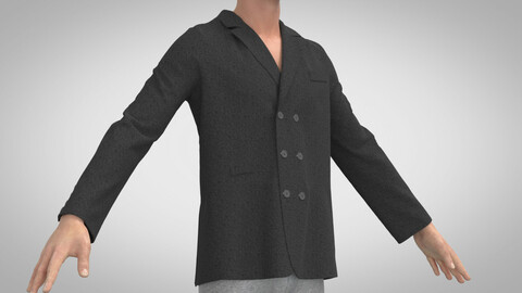 Double Breasted Jacket, Marvelous Designer, Clo3D +.obj .fbx