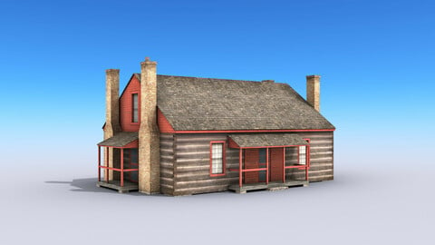 Wooden House Building Low-poly 3D model