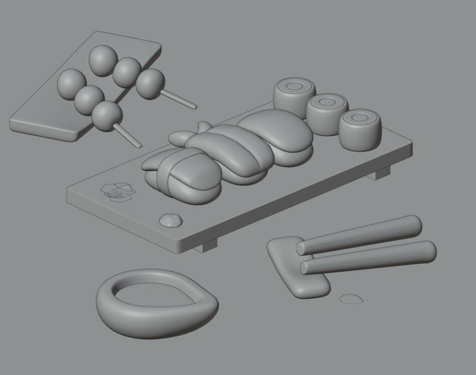 ArtStation Low Poly Style 3d Japanese food Game Assets