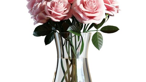 3D Model / Flower Set 02 / Pink Roses Bouquet