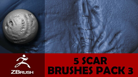 5 Scar Brushes for Zbrush Pack 3