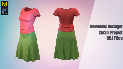 Gote skirt and shirt .Marvelous Desinger/Clo3D Project+OBJ File
