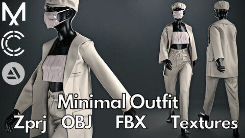 Marvelous Designer + Clo3d + OBJ + FBX + Texture : Minimal outfit