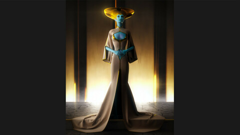 High priestess dress, Marvelous designer project file + obj with 4k textures